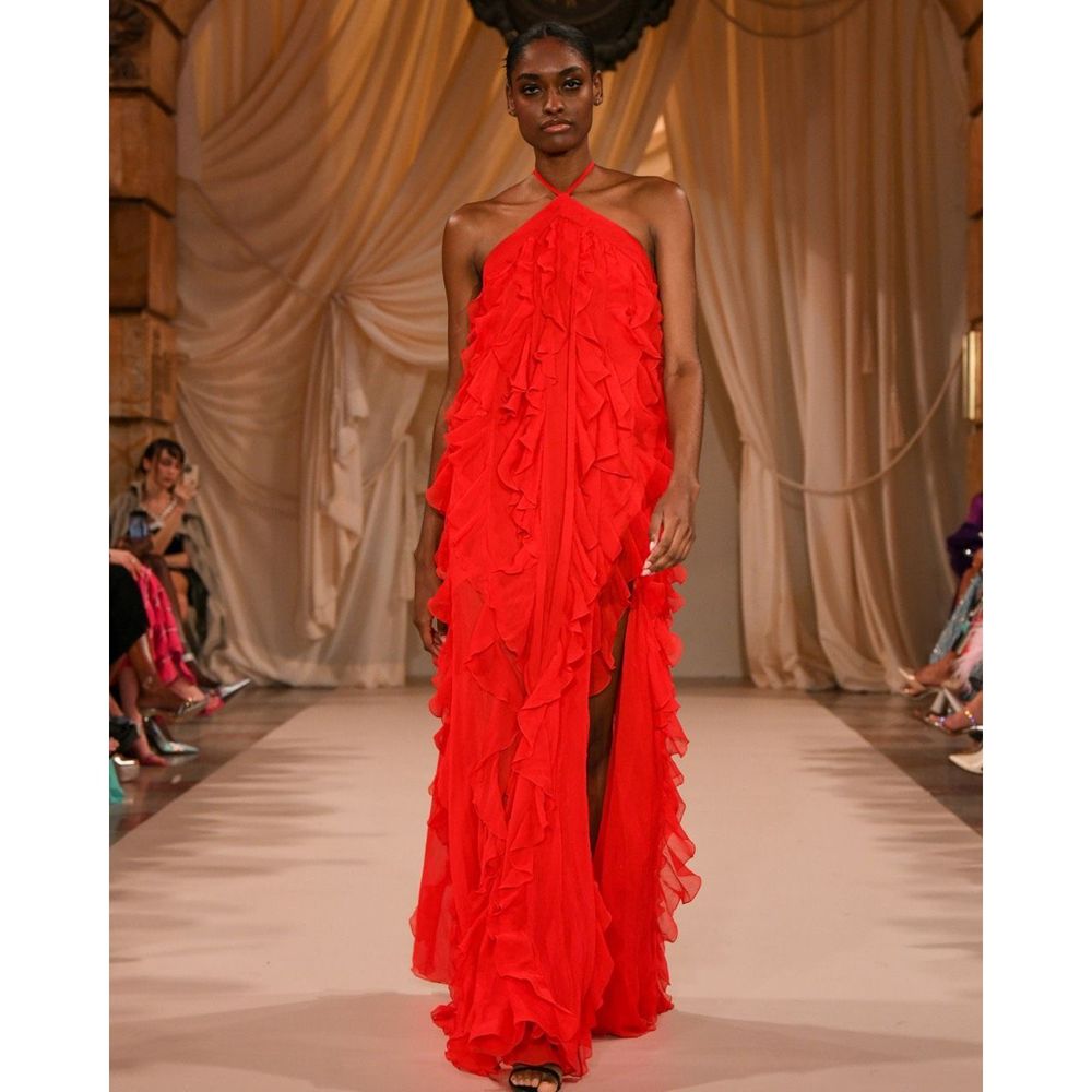PATBO RUFFLE HALTERNECK MAXI DRESS (RUNWAY) - Picture 5 of 14